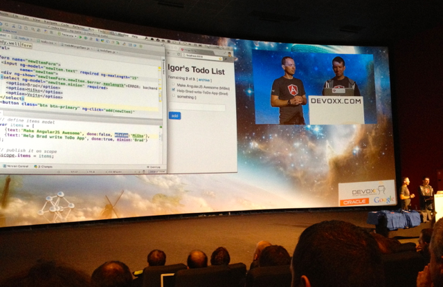 Miško Hevery et Igor Minar dans leur session Angular.JS