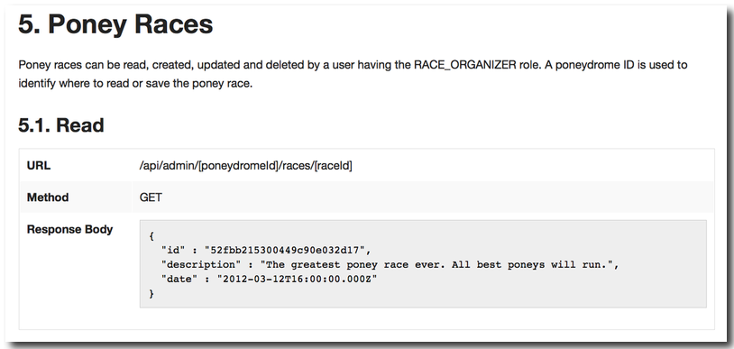 Result of the documentation